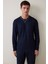 Lacivert Erkek Basic Uzun Kollu Pijama Takımı 12