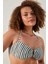 Mali Çizgi Desenli Straplez Bikini Üstü 17