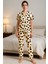 Leopar Baskılı Düğmeli Yazlık Pijama Takımı 3