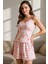 Pembe Fiyonk Baskılı Ip Askılı Pijama Takımı 5