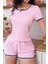 Jacquard Pembe Dantel Detaylı Şortlu Pijama Takımı 1