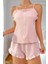 Toz Pembe Süs Düğmeli Fırfırlı Şortlu Pijama Takımı 4