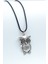 Baykuş Gümüş Kaplama Deri İp Kolye 1