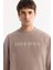 Erkek Gri Bisiklet Yaka Soft Touch Baskılı Polar Regular Fit Sweatshirt A52Y1269 7