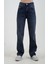 Koyu Mavi Yıkamalı Straight Denim Pantolon 2