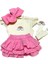 Popüler Kız Bebek Pembe Fırfır Şortlu Etek, Kolsuz Bluz, Diz Altı Çorap ve Fiyonklu Saç Bandı Takımı 1