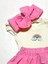 Popüler Kız Bebek Pembe Fırfır Şortlu Etek, Kolsuz Bluz, Diz Altı Çorap ve Fiyonklu Saç Bandı Takımı 3