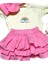 Popüler Kız Bebek Pembe Fırfır Şortlu Etek, Kolsuz Bluz, Diz Altı Çorap ve Fiyonklu Saç Bandı Takımı 4