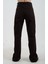 Kahve Yüksek Bel Straight Denim Pantolon 4