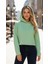 Kapşonlu Kadın Crop Sweatshirt Yeşil 1