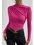 - Kadın Fuşya Belden ve Boyundan Büzgü Detaylı Uzun Kollu Bluz 5