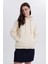 Kadın Relax Fit Rahat Kesim Pamuklu Kapüşonlu Kanguru Cepli taş Sweatshirt 2