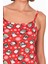 Kadın Kırmızı Desenli Ip Askılı Şortlu Pijama Takımı 2