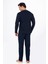 Erkek Bisiklet Yaka Pamuklu Pijama Takımı | Lacivert 027 4