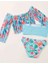 Mavi Çiçekli Bikini Mayo Büstiyer Bluz Takımı 2