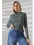 Uzun Kol Dik Yaka Basic Kadın Body T-Shirt 21950 Haki 3