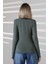 Uzun Kol Dik Yaka Basic Kadın Body T-Shirt 21950 Haki 4