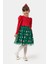 Yeşil Eteği Çam Ağaçlı Kız Çocuk Elbise - Nomi 10
