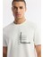Erkek Ekru Bisiklet Yaka Baskılı Bi-Stretch İnterlok Regular Fit T-Shirt A51Y1135 8