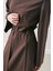Anvelop Etekli Klasik Elbise Acı Kahve 6