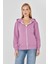 Kadın Tam Fermuarlı Kapüşonlu Pamuklu Eşofman Üstü Lila 9508-L 1