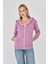 Kadın Tam Fermuarlı Kapüşonlu Pamuklu Eşofman Üstü Lila 9508-L 3