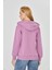 Kadın Tam Fermuarlı Kapüşonlu Pamuklu Eşofman Üstü Lila 9508-L 6