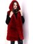 Kapşonlu Peluş Kürk Yelek Premium Kalite, Tam Astarlı, Uzun Model - Kırmızı 1