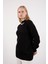Kadın Siyah Reglan Balon Kollu Choker Yaka Simli Triko Kazak 3