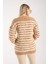 Kadın Bej-Ekru Sakal Iplik Çizgili Bisiklet Yaka Triko Kazak 6