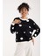 Kadın Siyah Puantiyeli Şönil Kadife Bisiklet Yaka Triko Kazak 2