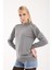 Kadın Gri Elit Viskon Kumaş Taş Detaylı Omuzlar Yarım Balıkçı Yaka Triko Bluz 4