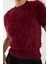 Kadın Bordo Sakal Iplik Kısa Kollu Bisiklet Yaka Triko Kazak 4