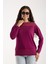 Kadın Mürdüm Viskon Kumaş Kayık Yaka Simli Triko Bluz 1