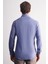 Indigo Mavi - Beyaz Sert Yaka Çizgili Desen Uzun Kol Slim Fit Esnek Gömlek 1004255176 4
