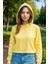 Kapşonlu Kadın Crop Sweatshirt Sarı 1