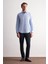Mavi Yarım Italyan Yaka Uzun Kol Slim Fit Pamuklu Gömlek 1004255189 2