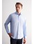 Mavi Yarım Italyan Yaka Uzun Kol Slim Fit Pamuklu Gömlek 1004255189 3