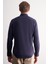 Lacivert Düğmeli Yaka Örme Uzun Kol Performans Ürün Slim Fit Esnek Gömlek 1004255270 4