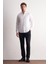 Beyaz Düğmeli Yaka Örme Uzun Kol Performans Ürün Slim Fit Esnek Gömlek 1004255270 2