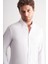 Beyaz Düğmeli Yaka Örme Uzun Kol Performans Ürün Slim Fit Esnek Gömlek 1004255270 4