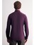 Mor Düğmeli Yaka Örme Uzun Kol Performans Ürün Slim Fit Esnek Gömlek 1004255270 4