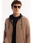 Erkek Açık Kahverengi Kapüşonlu 3 İplik Şardonlu Fermuarlı Regular Fit Sweatshirt E001019 8