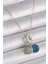 316L Çelik Gümüş Renk Zincir Zirkon Taşlı İşleme Mavi Simli Kadın Kolye - TJ-BKO9641 1