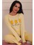 Kadın Ördek Yavursu Desenli Bisiklet Yaka Uzun Kol Altı Uzun Penye Pijama Takımı 1