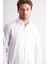 Beyaz Yarım Italyan Yaka Kendinden Desenli Uzun Kol Premium Slim Fit %100 Pamuk Gömlek 1004255193 4