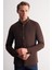 Koyu Kahverengi Smart Düğmeli Yaka Uzun Kol Cepsiz Slim Fit Casual Gömlek 1004255169 3