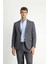 Slim Fit Dar Kesim Klasik Takım Elbise Erkek Ceket Yaka Düz Desenli Polyester Astarlı 3