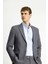 Slim Fit Dar Kesim Klasik Takım Elbise Erkek Ceket Yaka Düz Desenli Polyester Astarlı 4
