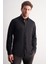 Siyah Düğmeli Yaka Örme Uzun Kol Performans Ürün Slim Fit Esnek Gömlek 1004255270 2